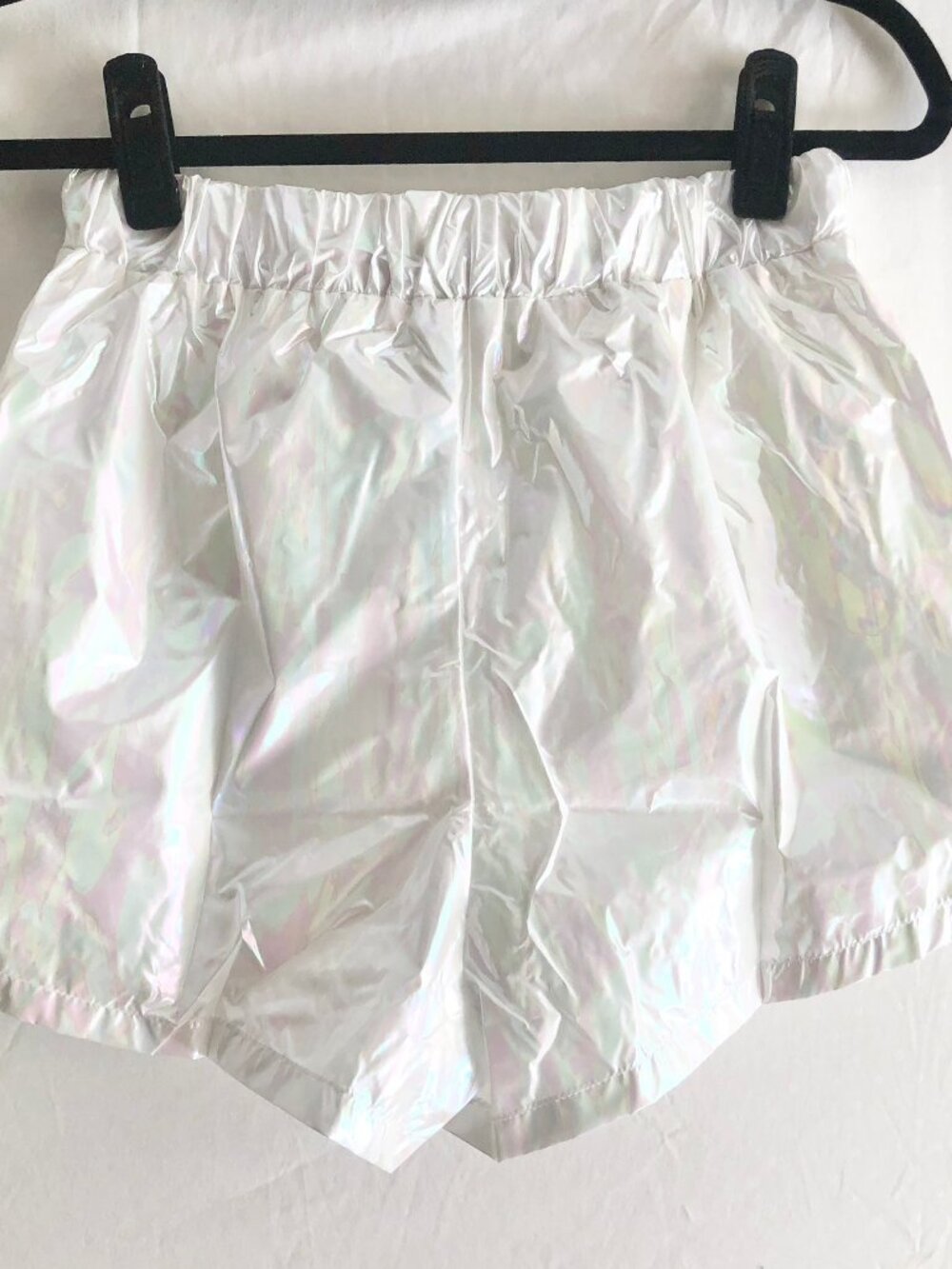 White Metallic Windbreaker Short Set Size S or L - Picture 6 of 6